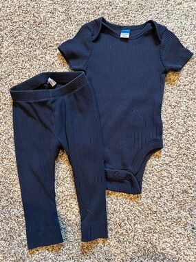 Old Navy Navy Ribbed Short-Sleeve One-Piece with Matching Leggings